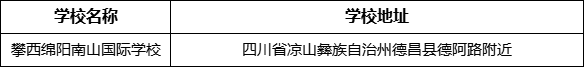 涼山州攀西綿陽南山國際學(xué)校地址在哪里？