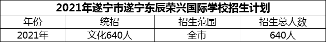 2024年遂寧市遂寧東辰榮興國際學校招生計劃是多少？